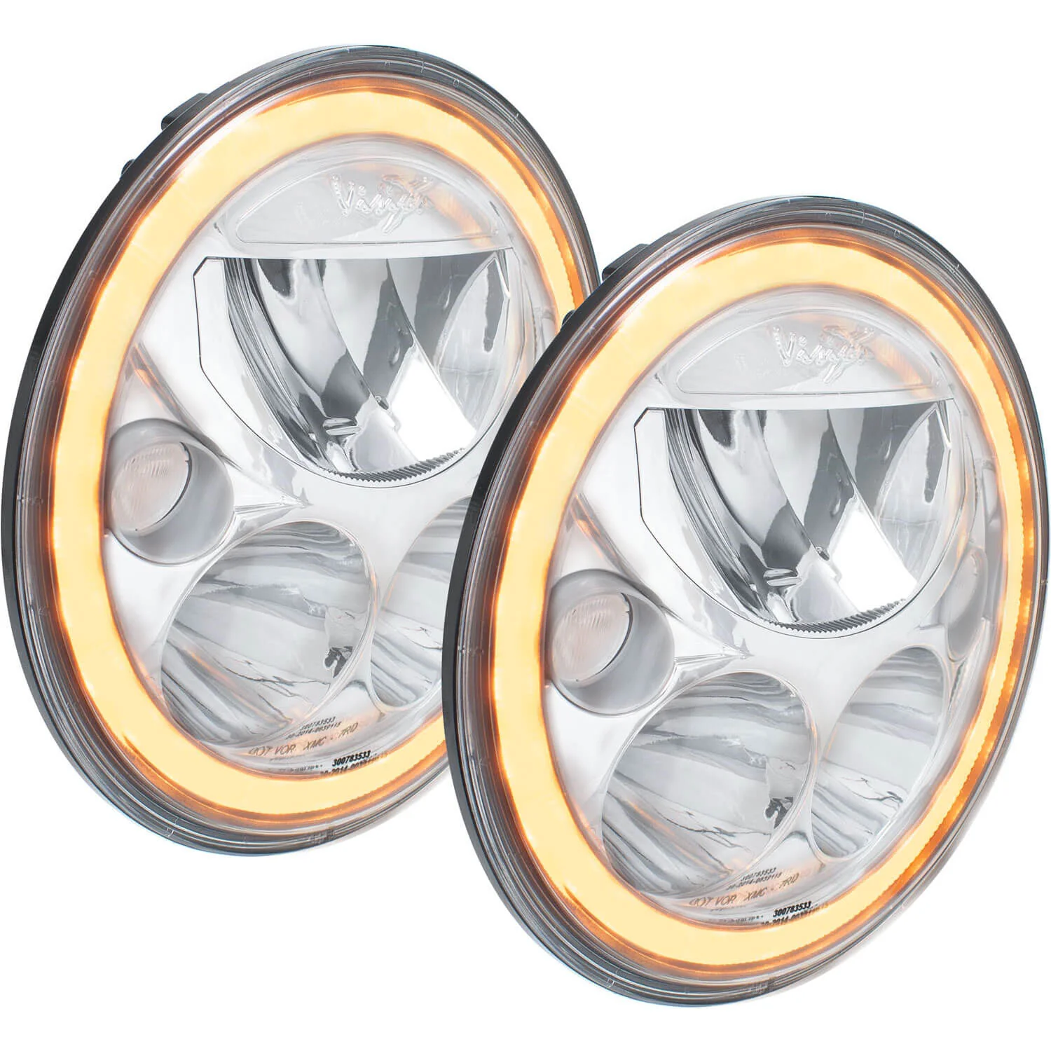 2007-2017 Jeep JK VX LED Headlight Kit - Chrome | Amber Halo - Image 2